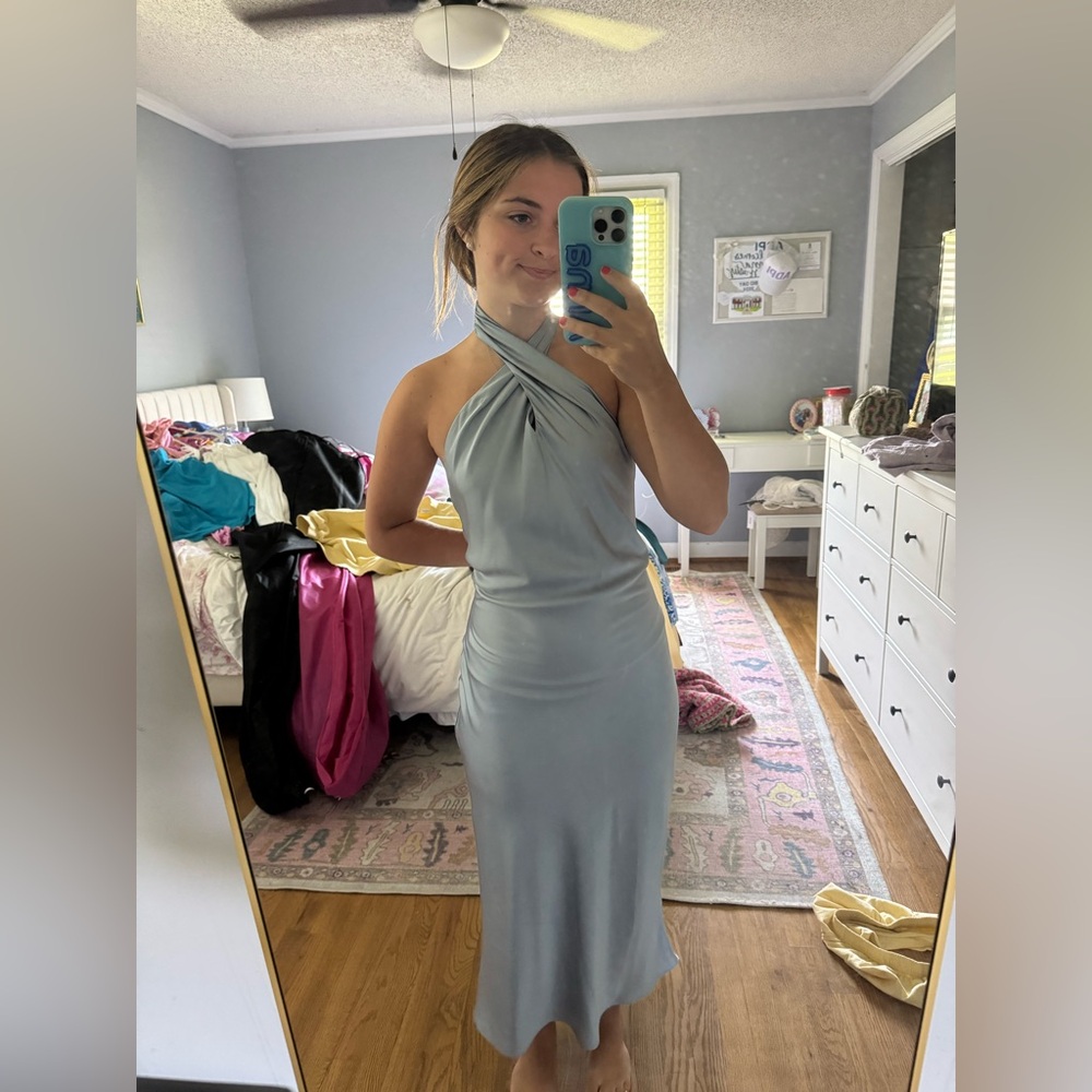 Show Me Your MuMu Backless Halter Dress in Light Blue